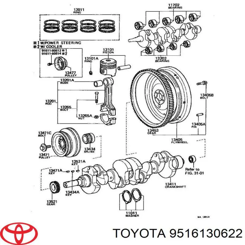 9516120622 Toyota Chaveta de cambota
