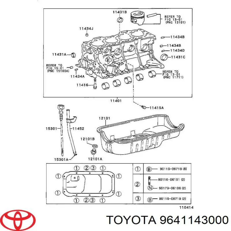 9641143000 Toyota Tampão CBC/do bloco de cilindros