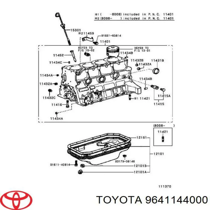 9641144000 Toyota Tampão CBC/do bloco de cilindros