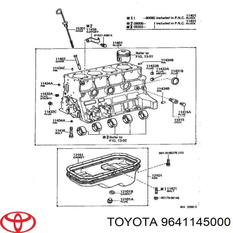 9641145000 Toyota Tampão CBC/do bloco de cilindros