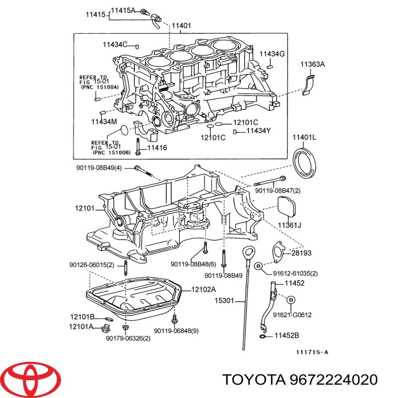 9672224020 Toyota Anel interno de tampa do filtro de óleo