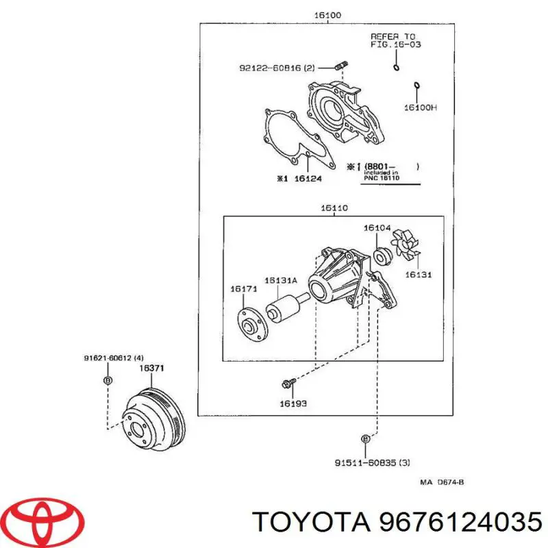 9676124035 Toyota Vedante de bomba de água