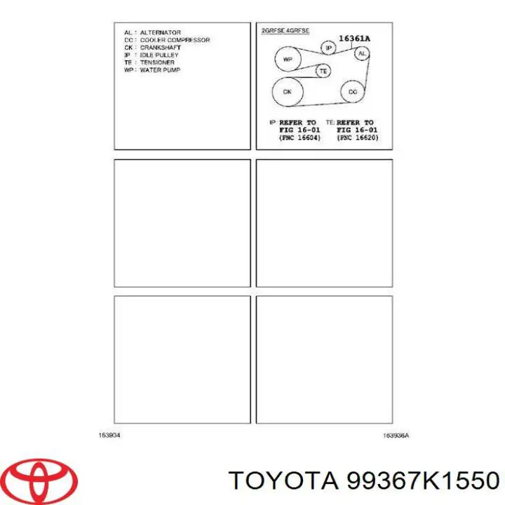 99367K1550 Toyota Correia dos conjuntos de transmissão