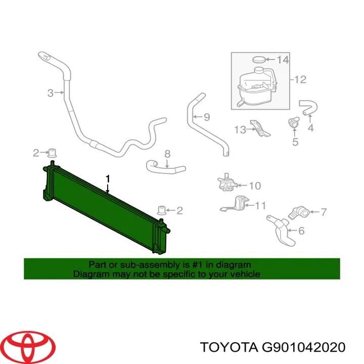 G901042020 Toyota Radiador de esfriamento de motor