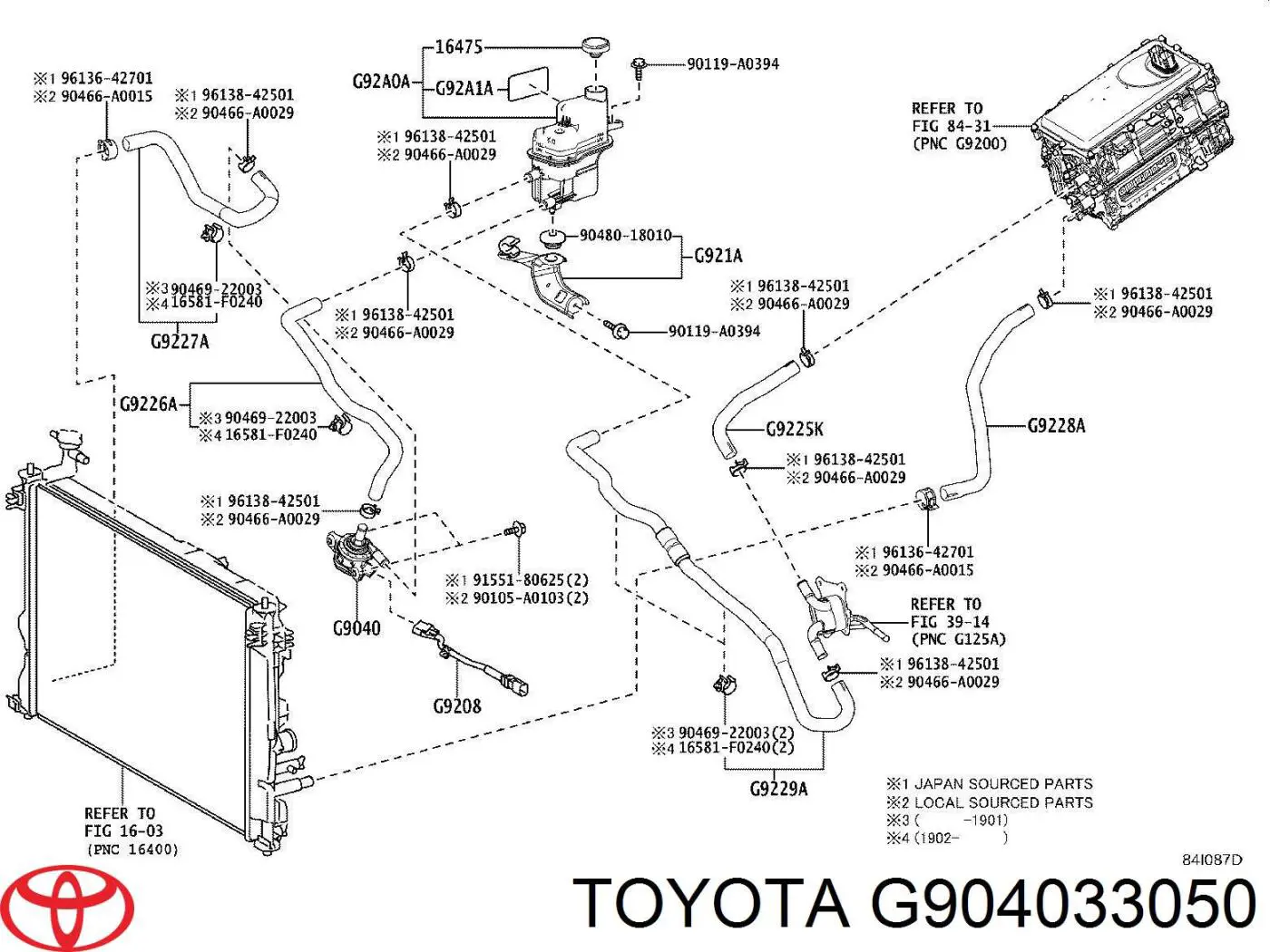 G904033050 Toyota Bomba de água (bomba) de esfriamento, adicional elétrica