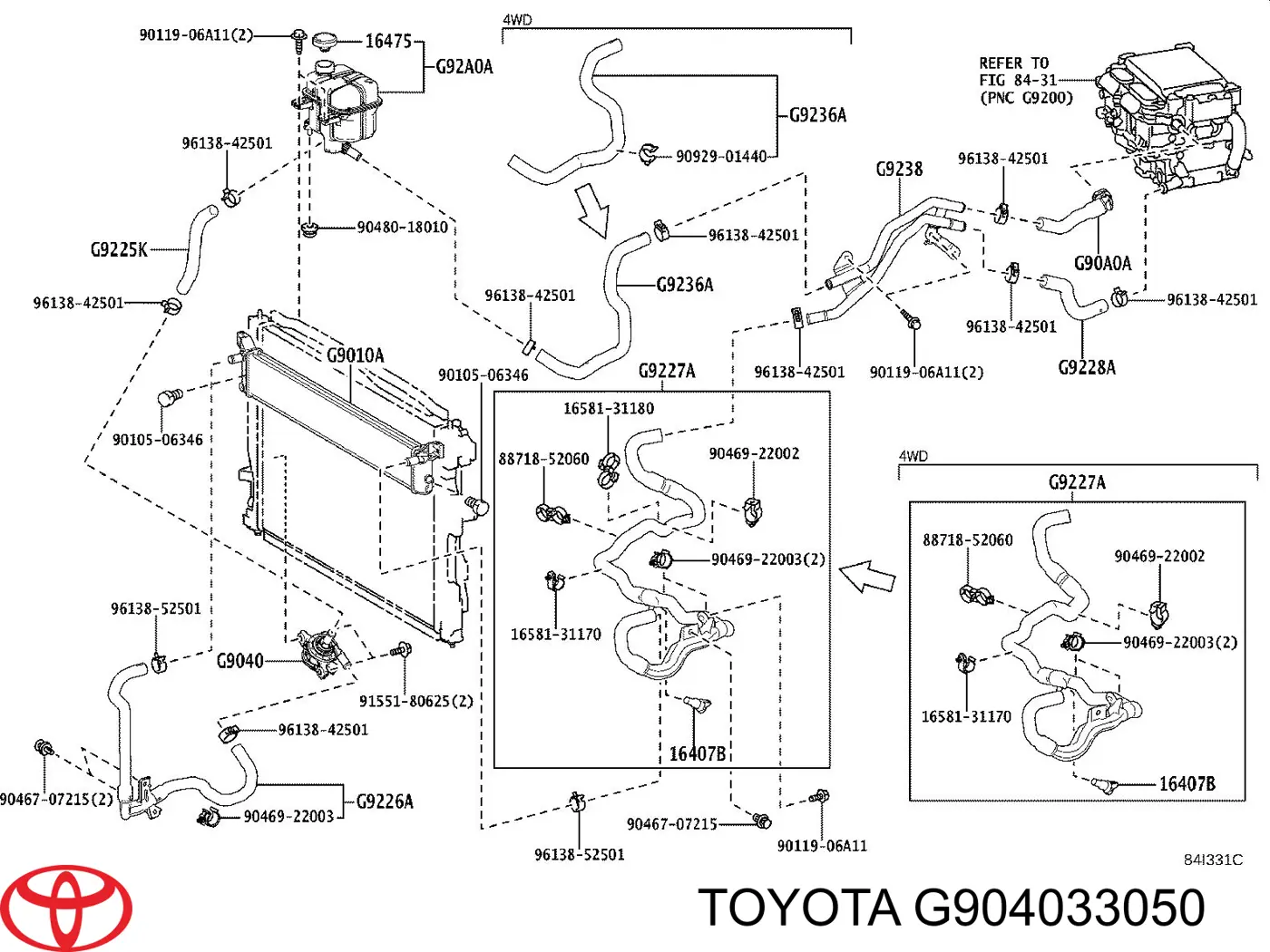 Compre G904033050 Toyota Bomba de água (bomba) de esfriamento, adicional elétrica