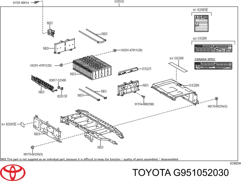 G951052031 Toyota Módulo de bateria recarregável de carro elétrico