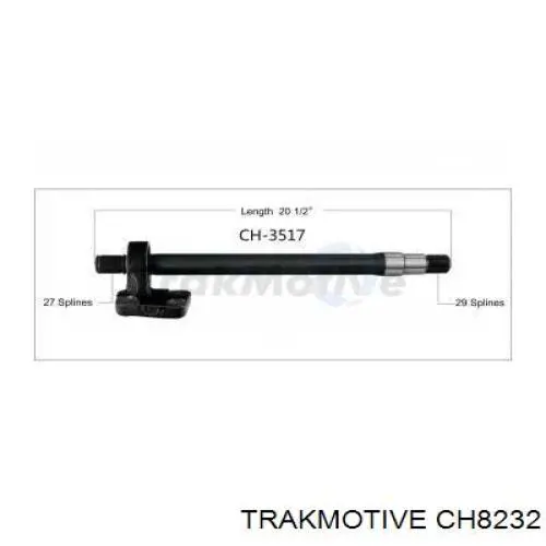 Semieixo (acionador) dianteiro esquerdo CH8232 Trakmotive/Surtrack