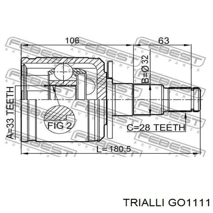 Junta homocinética interna dianteira esquerda Mitsubishi MR528710 preço, a partir de 61,12 USD