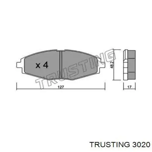Sapatas do freio dianteiras de disco Trusting 3020 preço, a partir de 19,14 USD