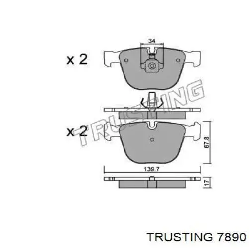Sapatas do freio traseiras de disco Trusting 7890 preço, a partir de 42,66 USD