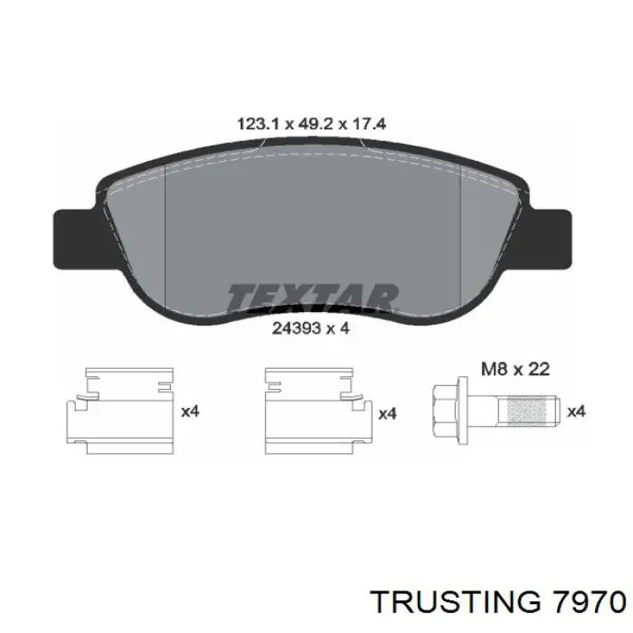 Sapatas do freio dianteiras de disco Trusting 7970 preço, a partir de 42,52 USD
