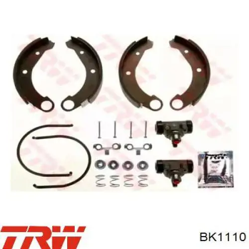 Compre BK1110 TRW Sapatas do freio traseiras de tambor, montadas com cilindros, kit