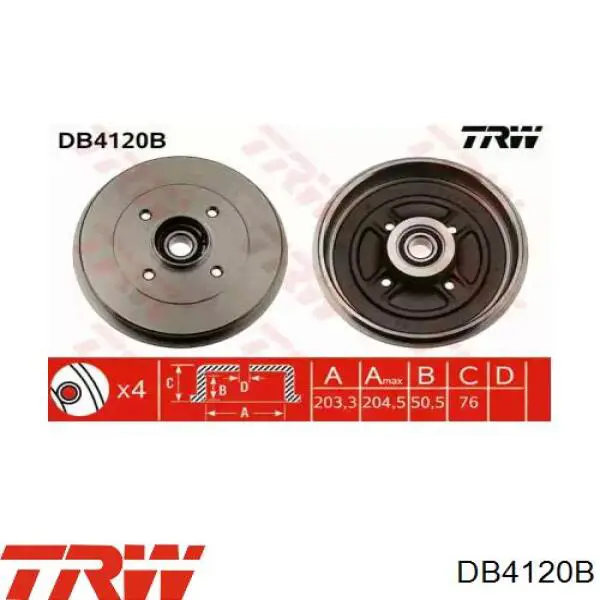 Compre DB4120B TRW Tambor do freio traseiro