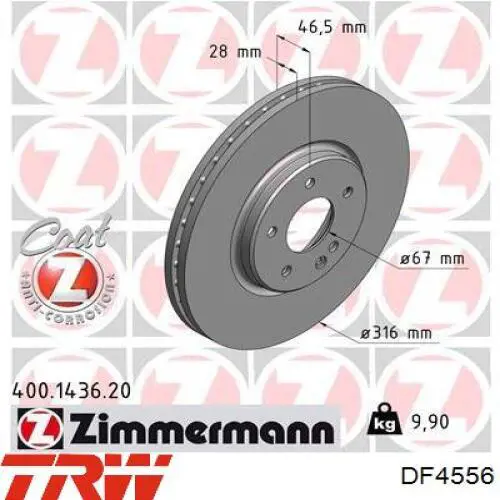 Compre DF4556 TRW Disco do freio dianteiro