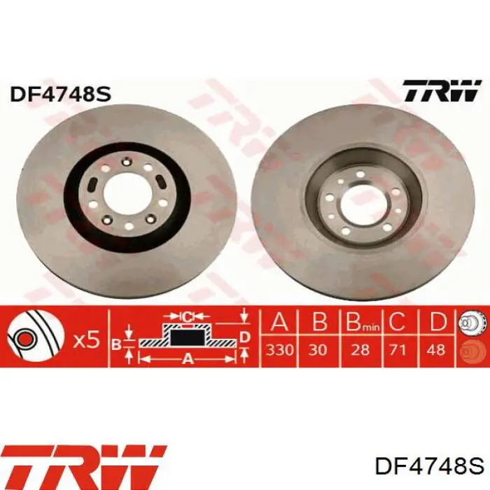 Disco do freio dianteiro TRW DF4748S preço, a partir de 62,02 USD