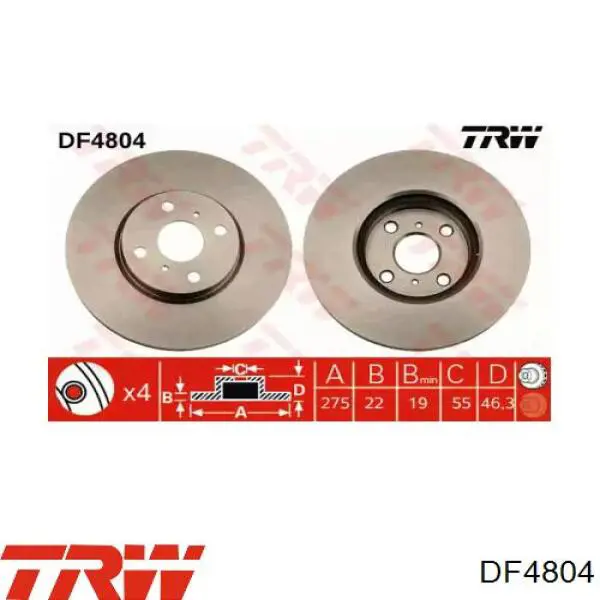 Disco do freio dianteiro TRW DF4804 preço, a partir de 45,75 USD