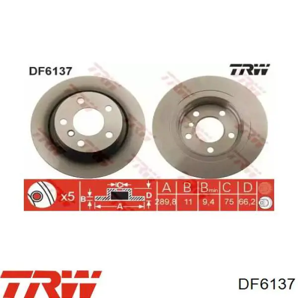 Disco do freio traseiro TRW DF6137 preço, a partir de 36,16 USD