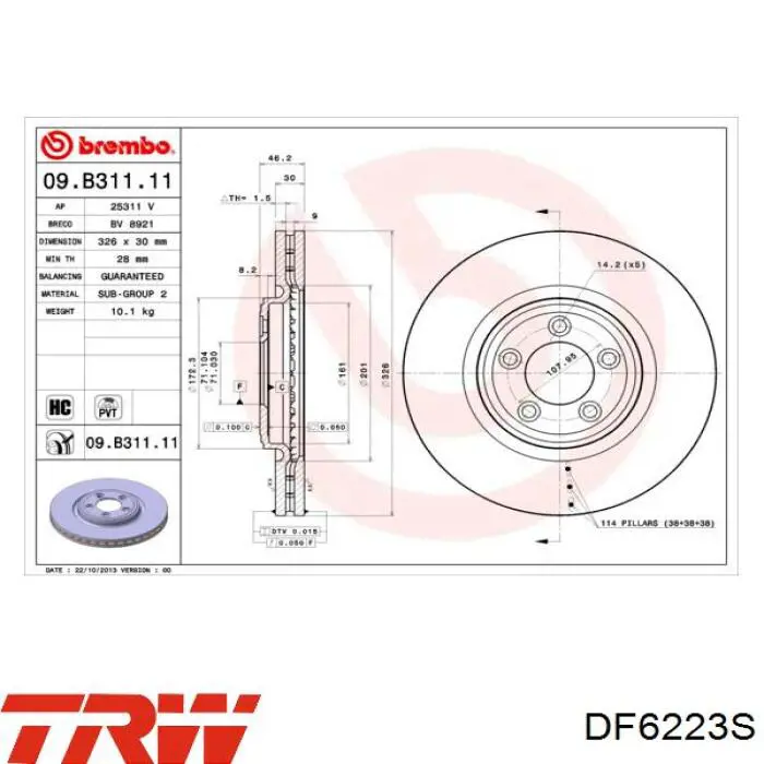 Compre DF6223S TRW Disco do freio dianteiro