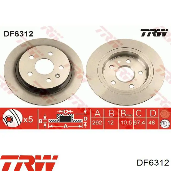 Disco do freio traseiro TRW DF6312 preço, a partir de 42,33 USD