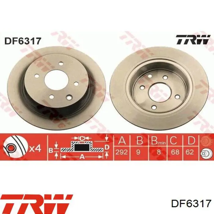 Disco do freio traseiro TRW DF6317 preço, a partir de 57,25 USD