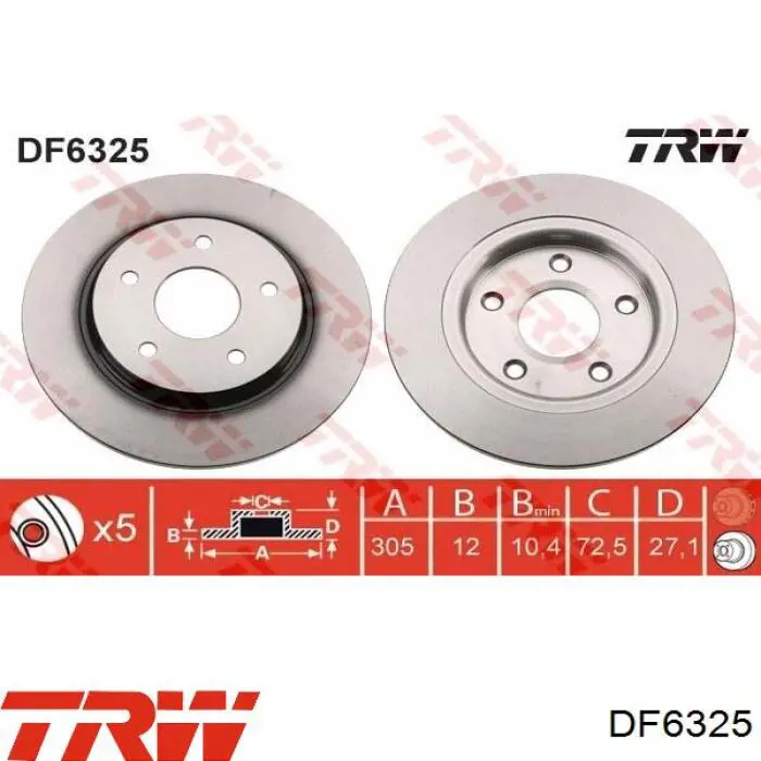 Disco do freio traseiro TRW DF6325 preço, a partir de 43,18 USD
