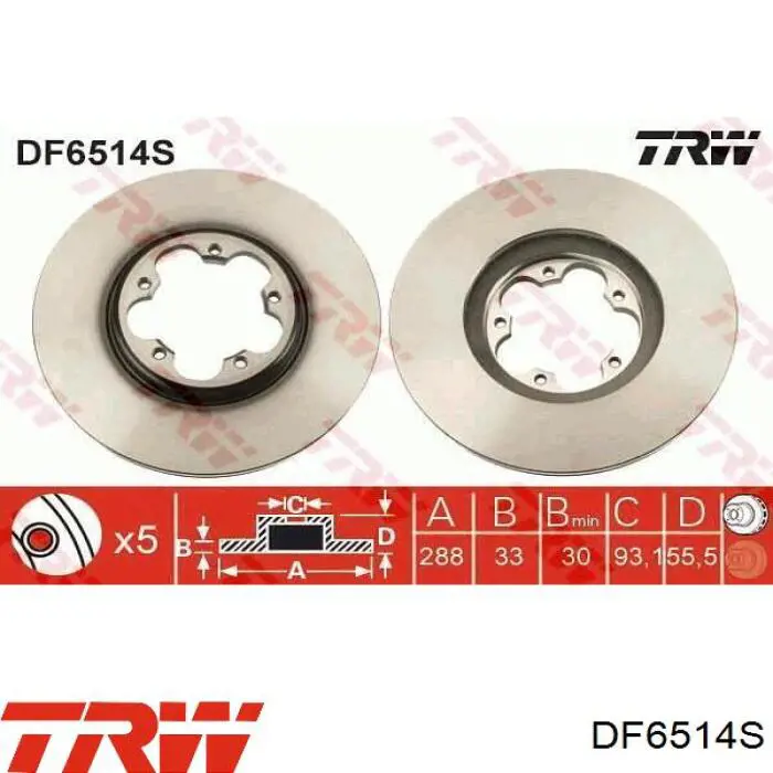 Disco do freio dianteiro TRW DF6514S preço, a partir de 54,98 USD