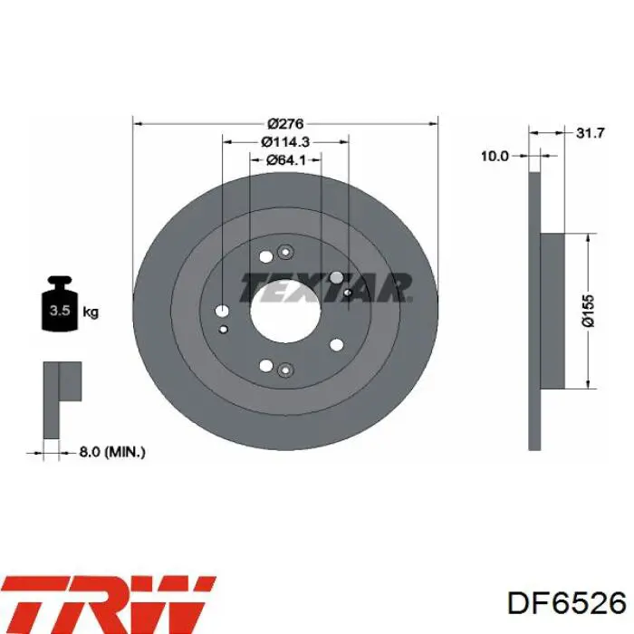 Disco do freio traseiro TRW DF6526 preço, a partir de 40,12 USD