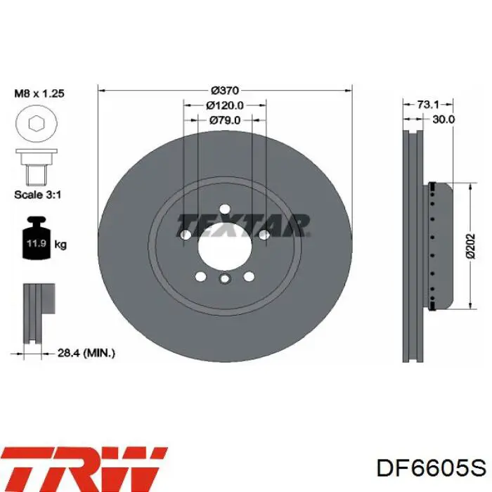 Disco do freio dianteiro TRW DF6605S preço, a partir de 226,19 USD