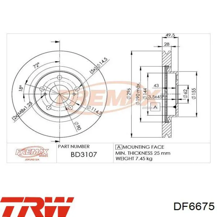 Compre DF6675 TRW Disco do freio dianteiro