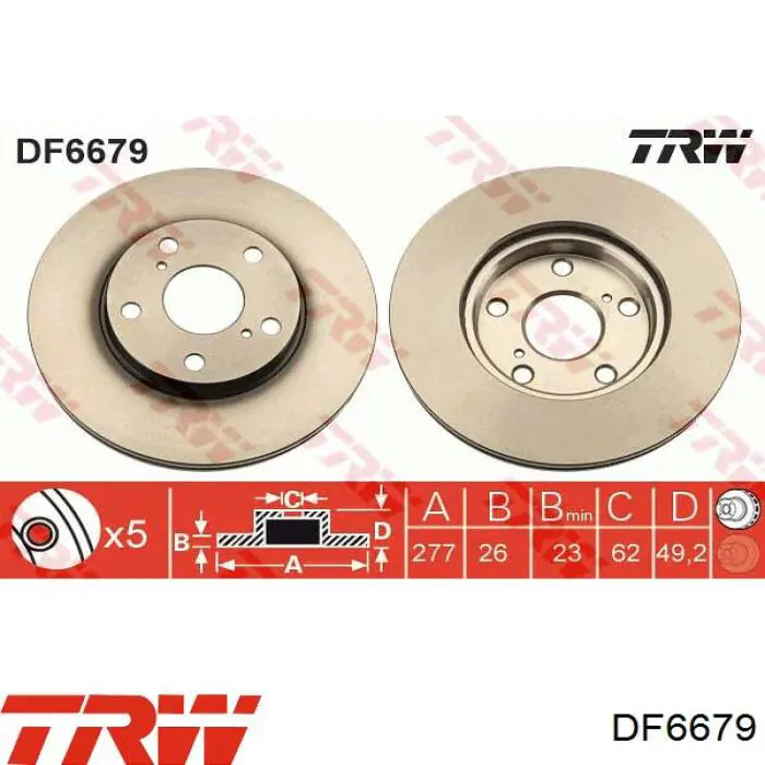 Disco do freio dianteiro TRW DF6679 preço, a partir de 62,71 USD