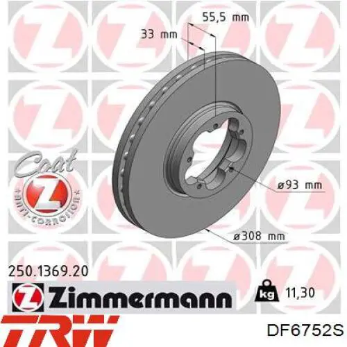 Disco do freio dianteiro TRW DF6752S preço, a partir de 60,35 USD