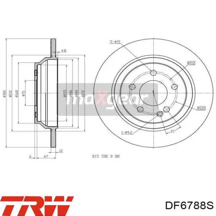 Compre DF6788S TRW Disco do freio traseiro