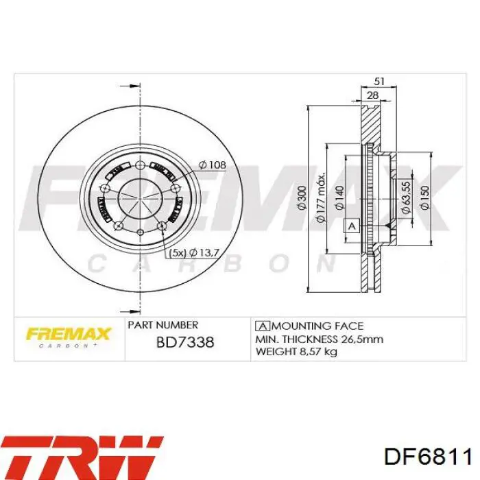 Compre DF6811 TRW Disco do freio dianteiro