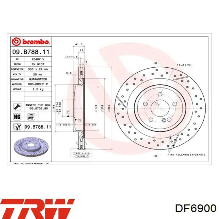 Disco do freio traseiro TRW DF6900 preço, a partir de 108,18 USD