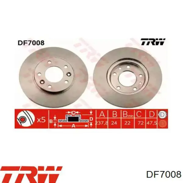 Disco do freio dianteiro TRW DF7008 preço, a partir de 56,36 USD
