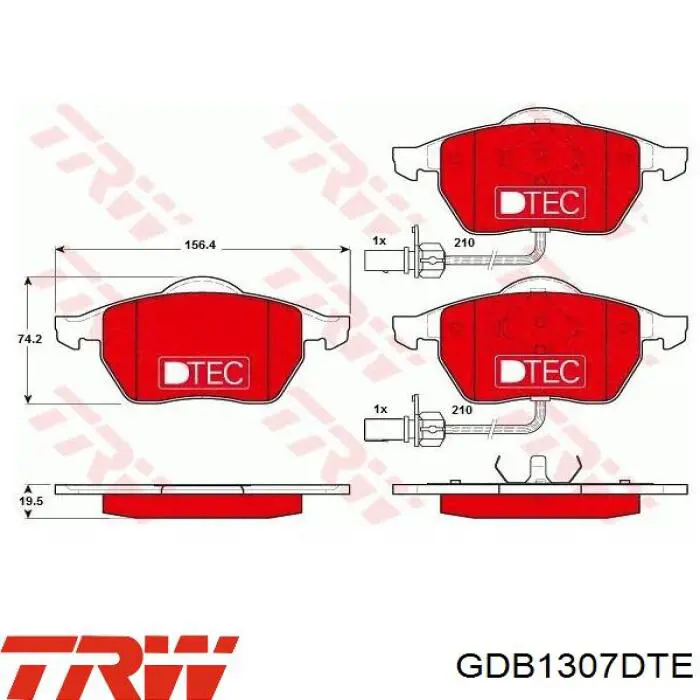 Compre GDB1307DTE TRW Sapatas do freio dianteiras de disco