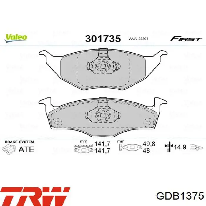 Compre GDB1375 TRW Sapatas do freio dianteiras de disco