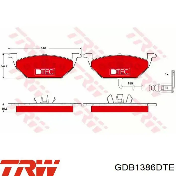 Sapatas do freio dianteiras de disco TRW GDB1386DTE preço, a partir de 24,72 USD