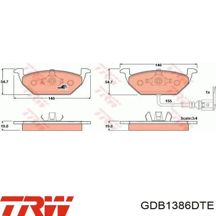 Compre GDB1386DTE TRW Sapatas do freio dianteiras de disco