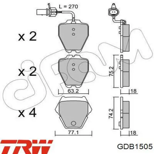 Compre GDB1505 TRW Sapatas do freio dianteiras de disco