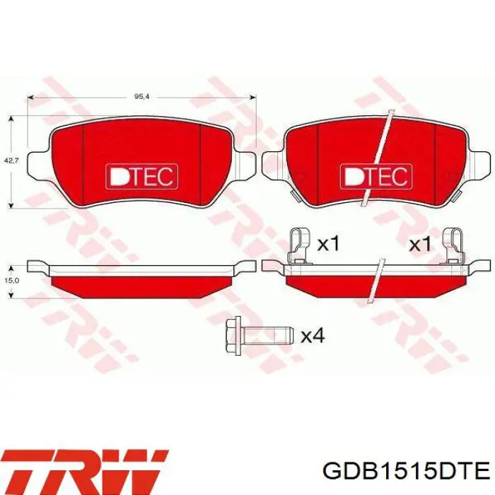Compre GDB1515DTE TRW Sapatas do freio traseiras de disco