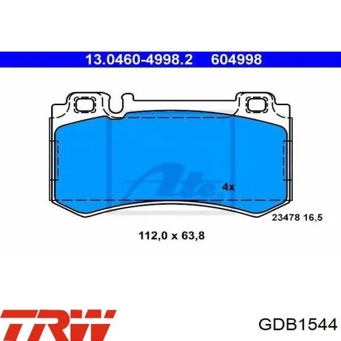 Compre GDB1544 TRW Sapatas do freio traseiras de disco