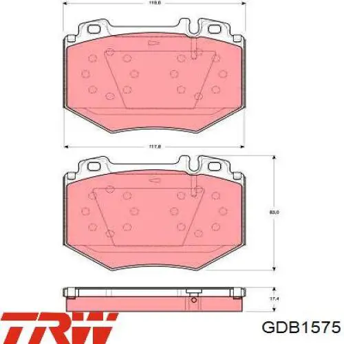 Sapatas do freio dianteiras de disco TRW GDB1575 preço, a partir de 73,18 USD