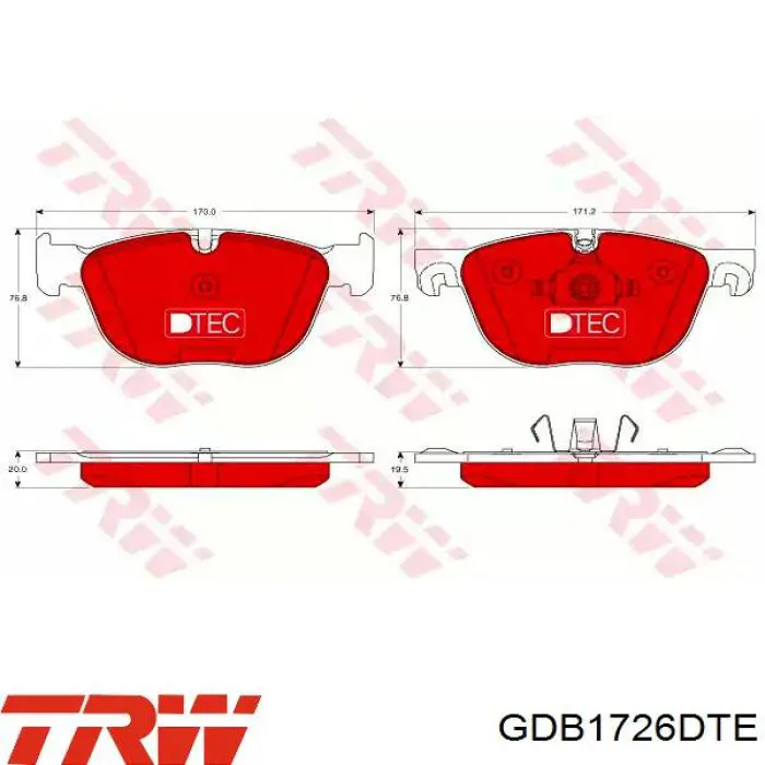 Sapatas do freio dianteiras de disco TRW GDB1726DTE preço, a partir de 49,69 USD