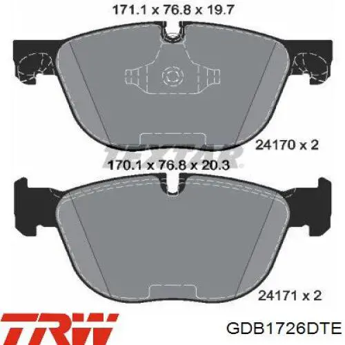 Compre GDB1726DTE TRW Sapatas do freio dianteiras de disco