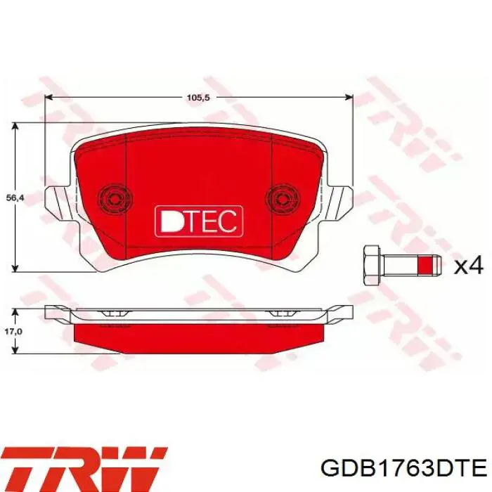 Sapatas do freio traseiras de disco TRW GDB1763DTE preço, a partir de 44,30 USD