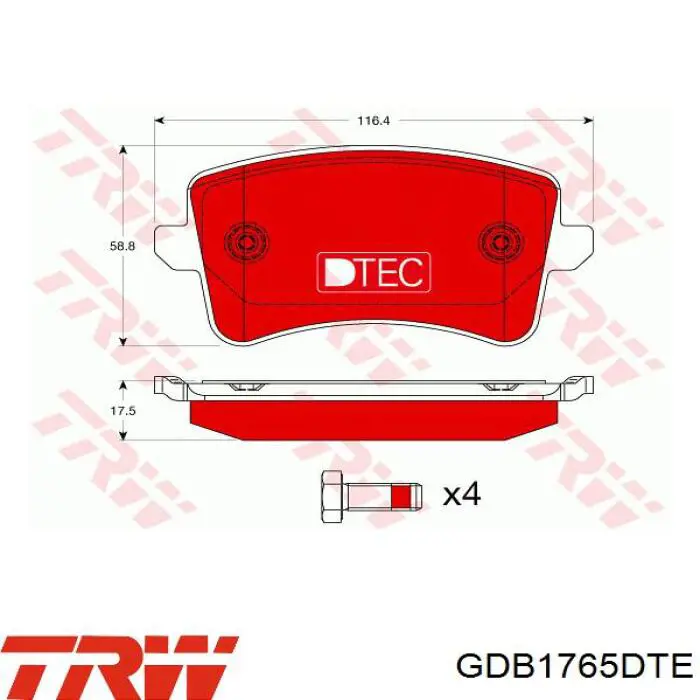 Sapatas do freio traseiras de disco TRW GDB1765DTE preço, a partir de 36,44 USD