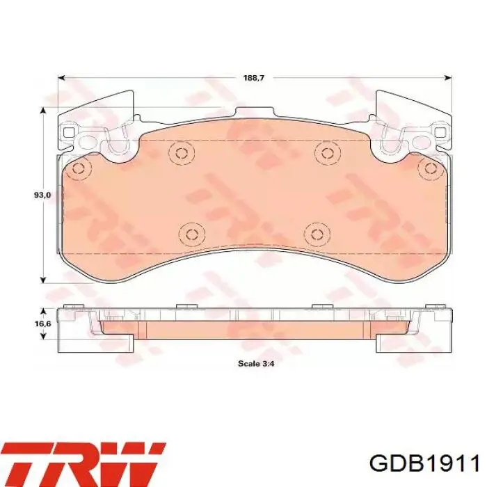 Sapatas do freio dianteiras de disco TRW GDB1911 preço, a partir de 72,22 USD