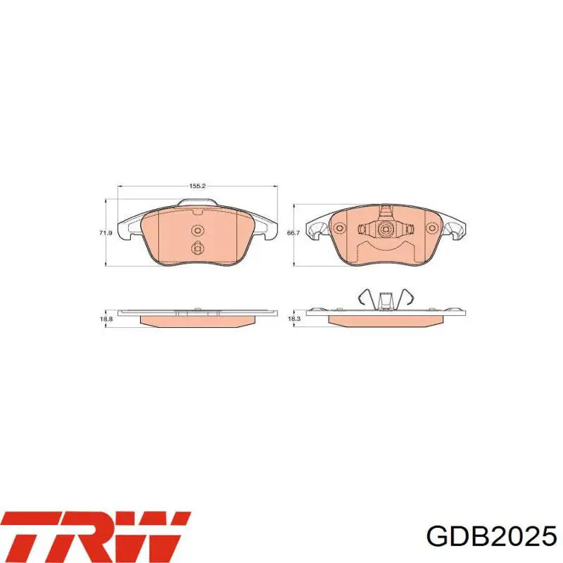 Compre GDB2025 TRW Sapatas do freio dianteiras de disco